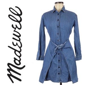 Madewell Shift Front Tie Wrap Denim Dress XXS